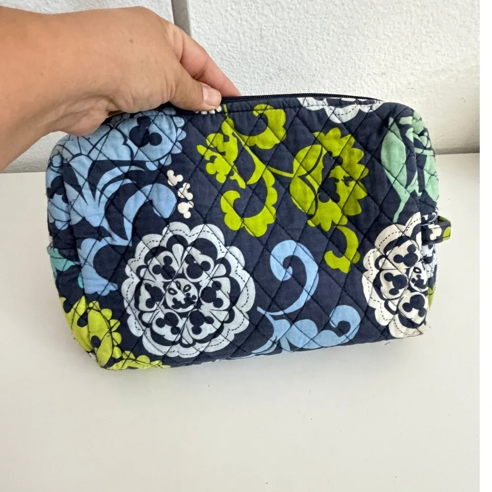 Vera Bradley x Disney Parks Where's Mickey Quilted Cosmetic Makeup Bag Blue